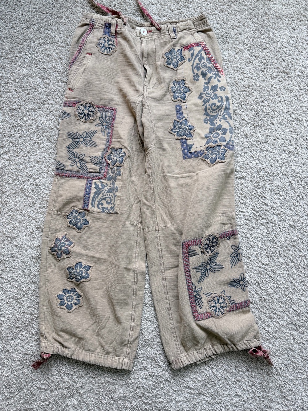 We The Free Pants with Blue Floral Patchwork
